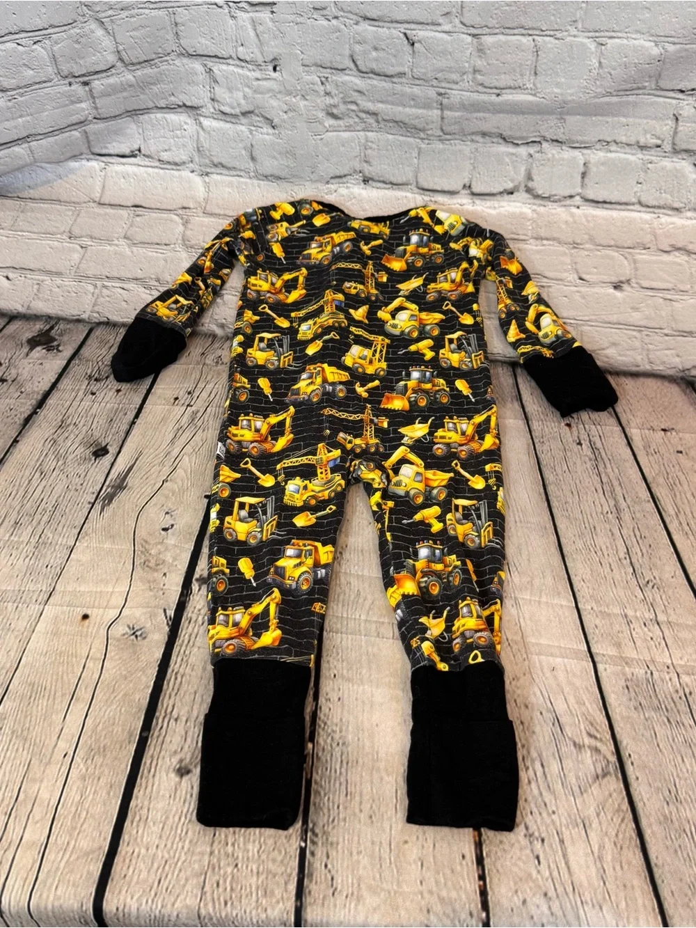 Michael Meredith Construction Print Bamboo Zippie Romper